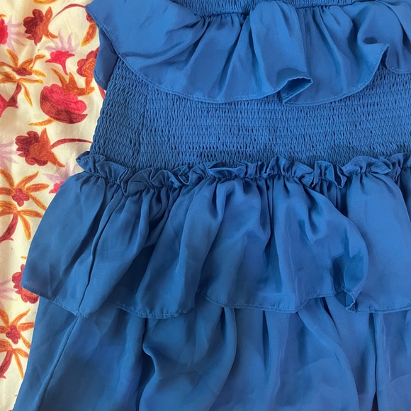 Fab’ric Blue Ruffle Mini Dress, Size Large - Picture 3 of 5